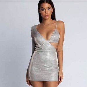 Meshki Liliana shimmer asymmetric dress size Small